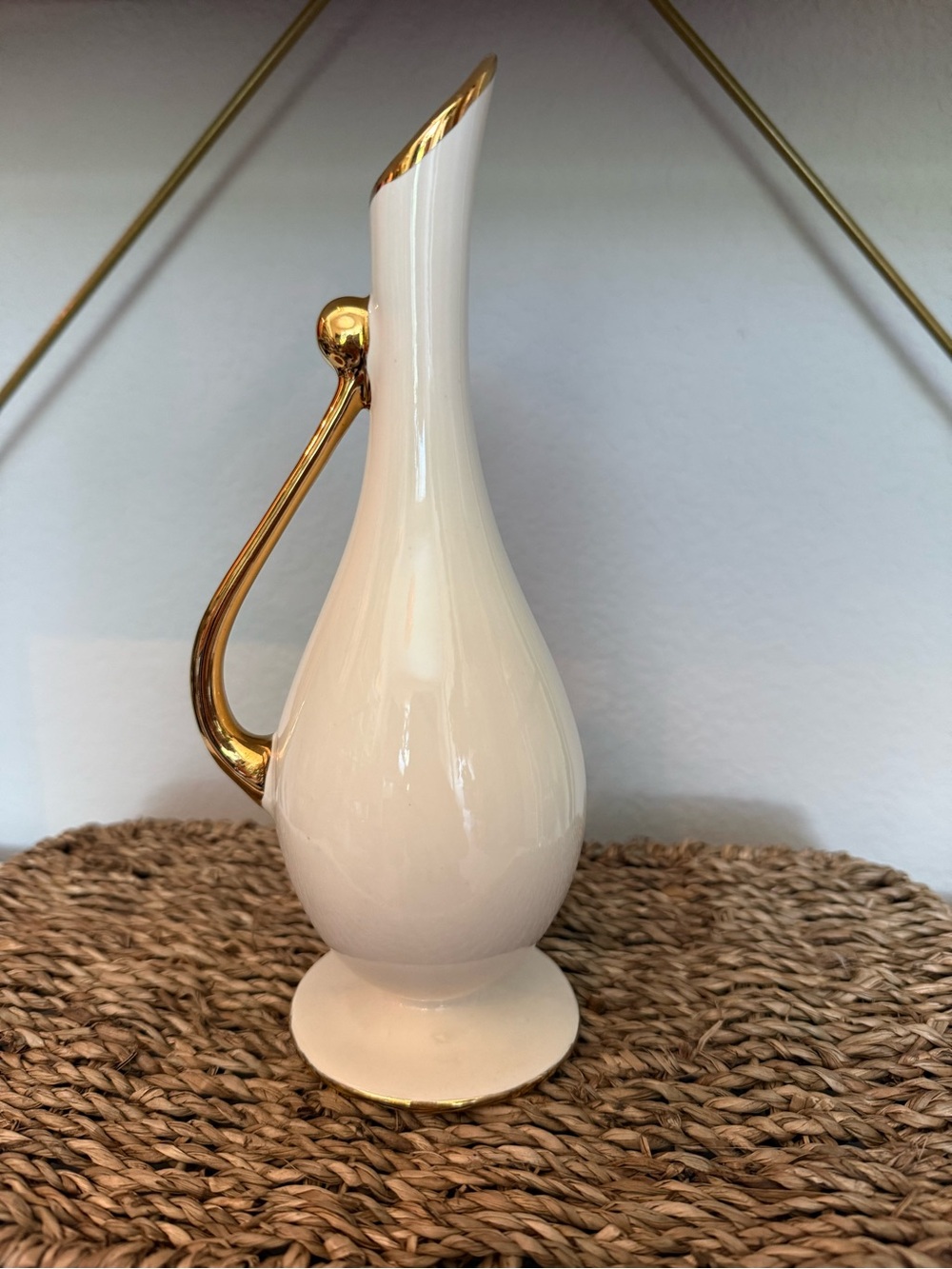 VTG Maurice of California Cream Gold Pitcher Vase
